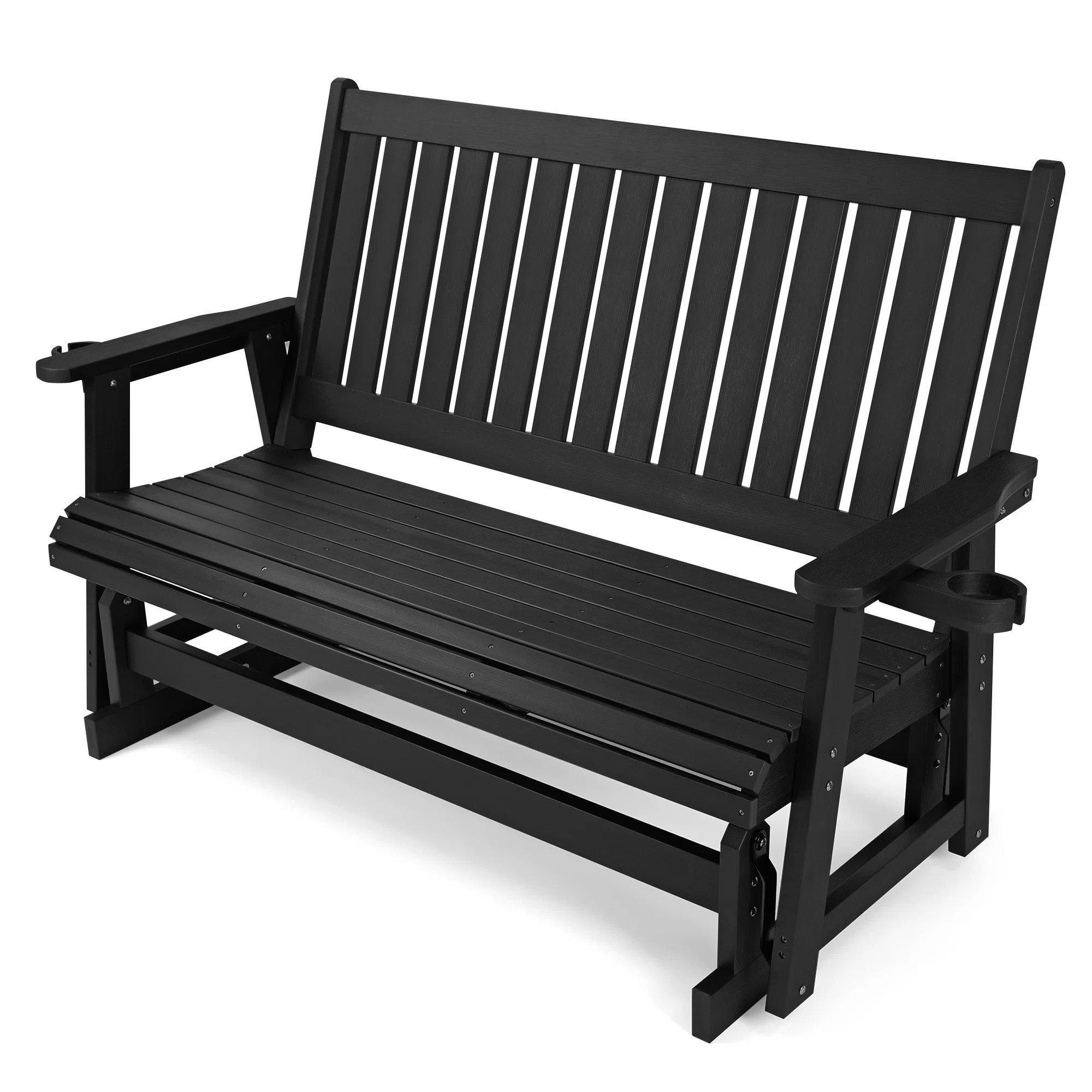 Poly Lumber Patio Glider Three Seat with Cup Holders, Durable HIPS Material, All-Weather Resistan... | Wayfair North America