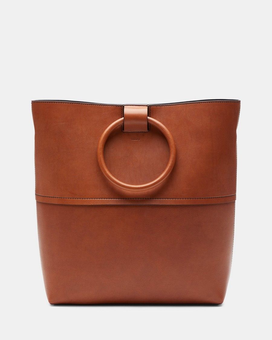 Large Hoop Tote With Hoop in Leather | Theory