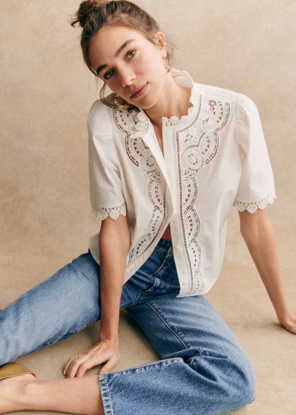 Eponine Shirt - Ecru - Organic cotton - organic textile - Sézane | Sezane Paris