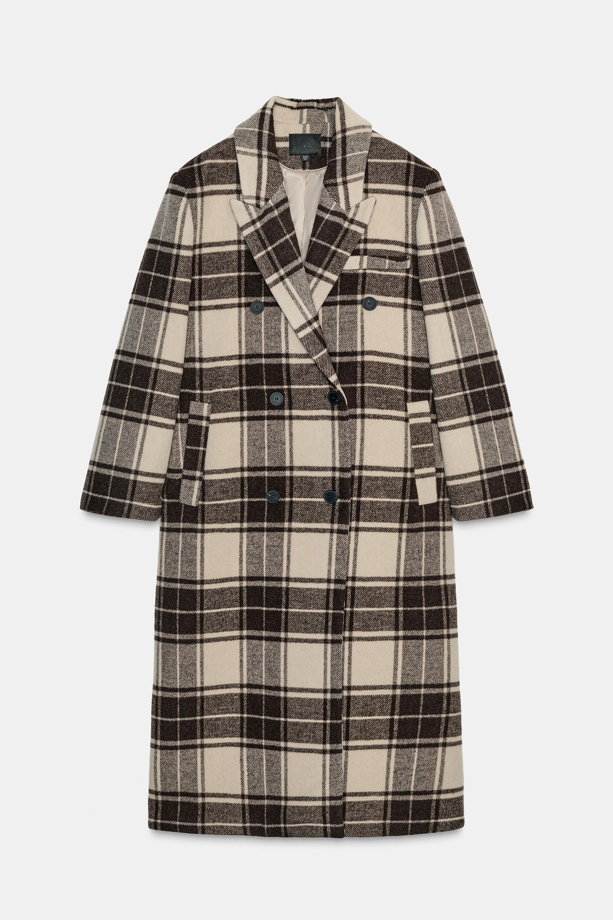 EXTRA LONG PLAID WOOL COAT | Zara US