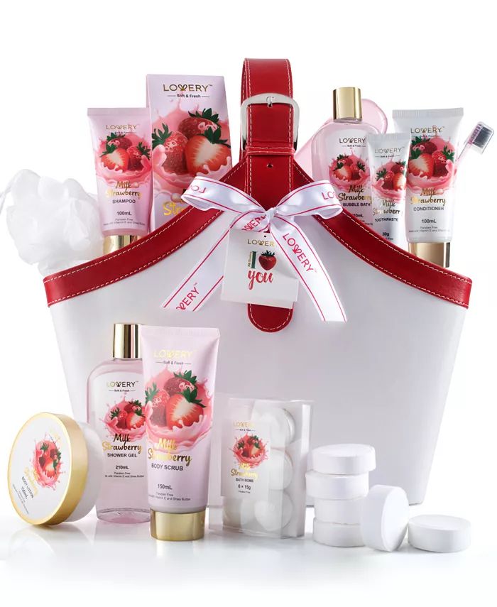 Lovery Body Care Gift Set, Strawberry Milk Home Spa with Tote Bag Gift, 25 Piece & Reviews - Bath... | Macys (US)