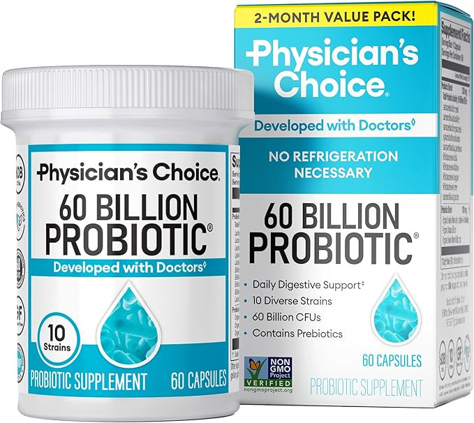Physician's CHOICE Probiotics 60 Billion CFU - 10 Strains + Organic Prebiotics - Immune, Digestiv... | Amazon (US)