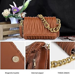 Montana West Quilted Purses for Women Chunky Chain Shoulder Bags | Amazon (US)
