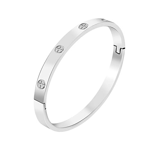 Love Bangle for Women Girls 18K Gold Plated Titanium Steel Fashion Simple Cuff Bracelet Bangle Je... | Amazon (US)
