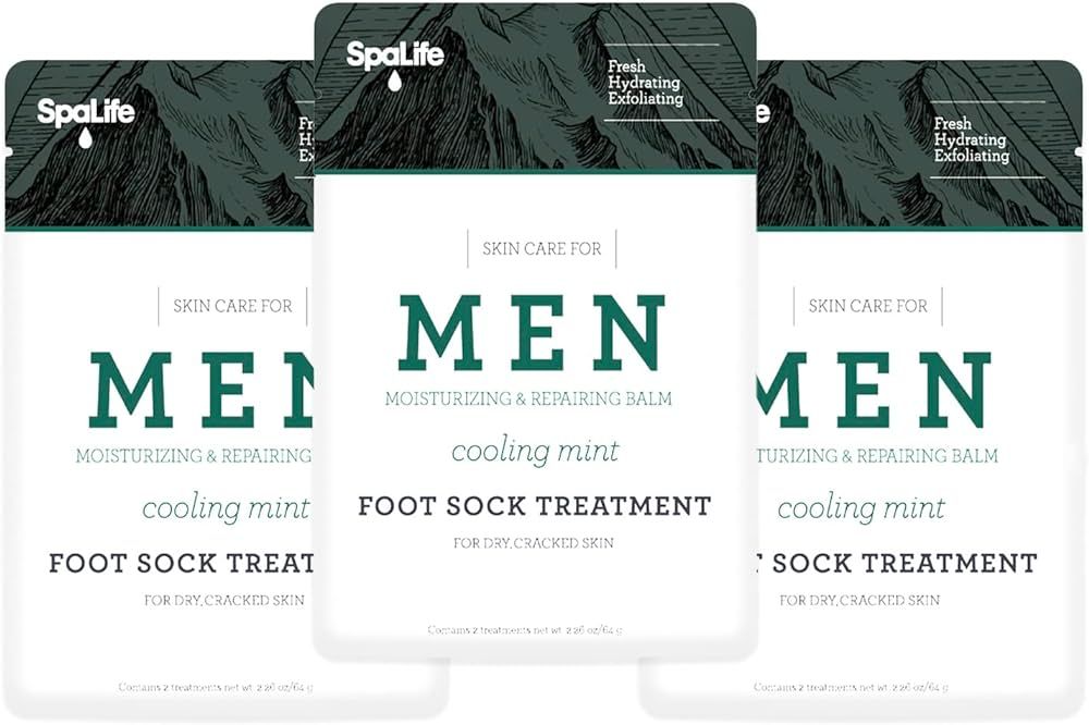 Spa Life Mens Cooling Mint Moisturizing Repairing Balm for The Working Feet (Foot Sock 3 Pairs) | Amazon (US)