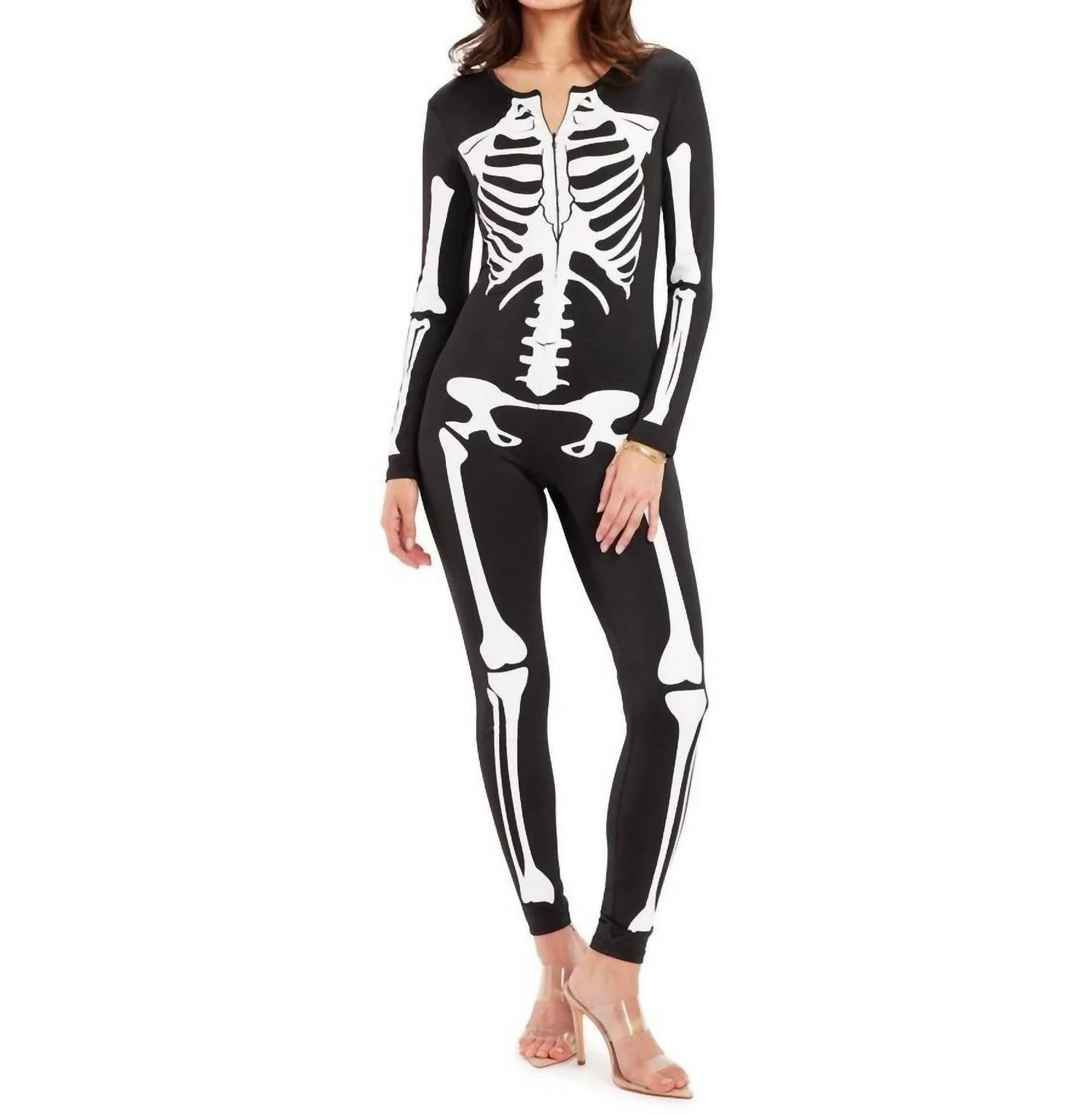 Skeleton Body Suit In Black | Shop Simon