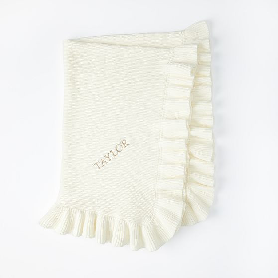 Ruffle Knit Cotton Baby Blanket | Mark and Graham