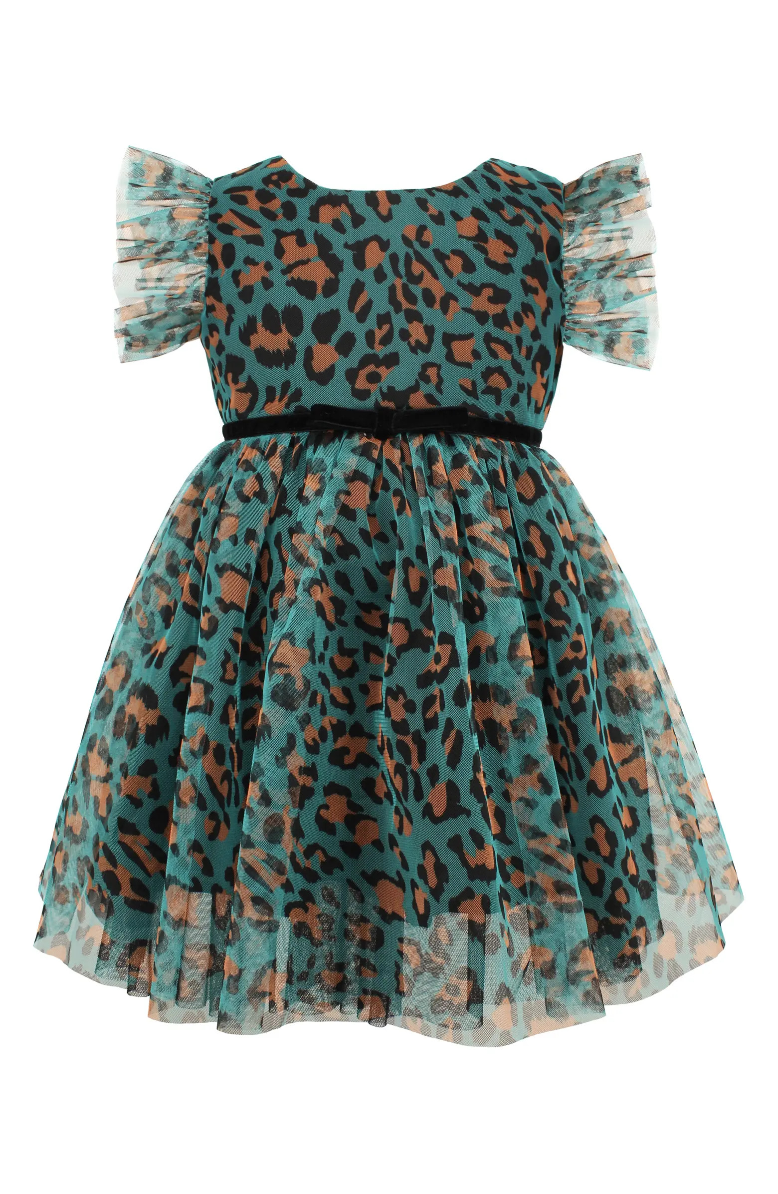 Popatu Animal Flutter Sleeve Mesh Dress | Nordstrom | Nordstrom