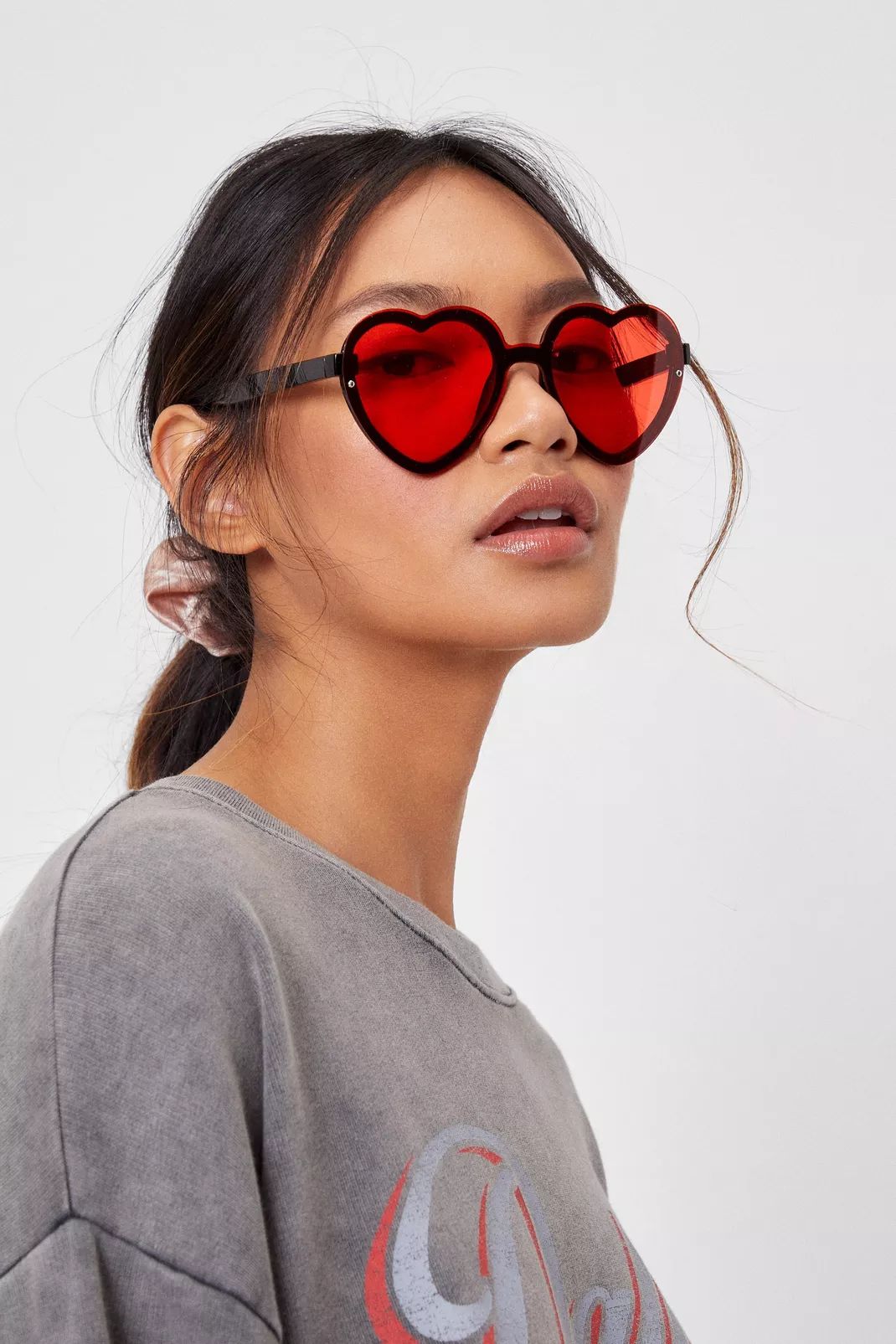 Groovy Times Oversized Tinted Heart Glasses | Nasty Gal (US)