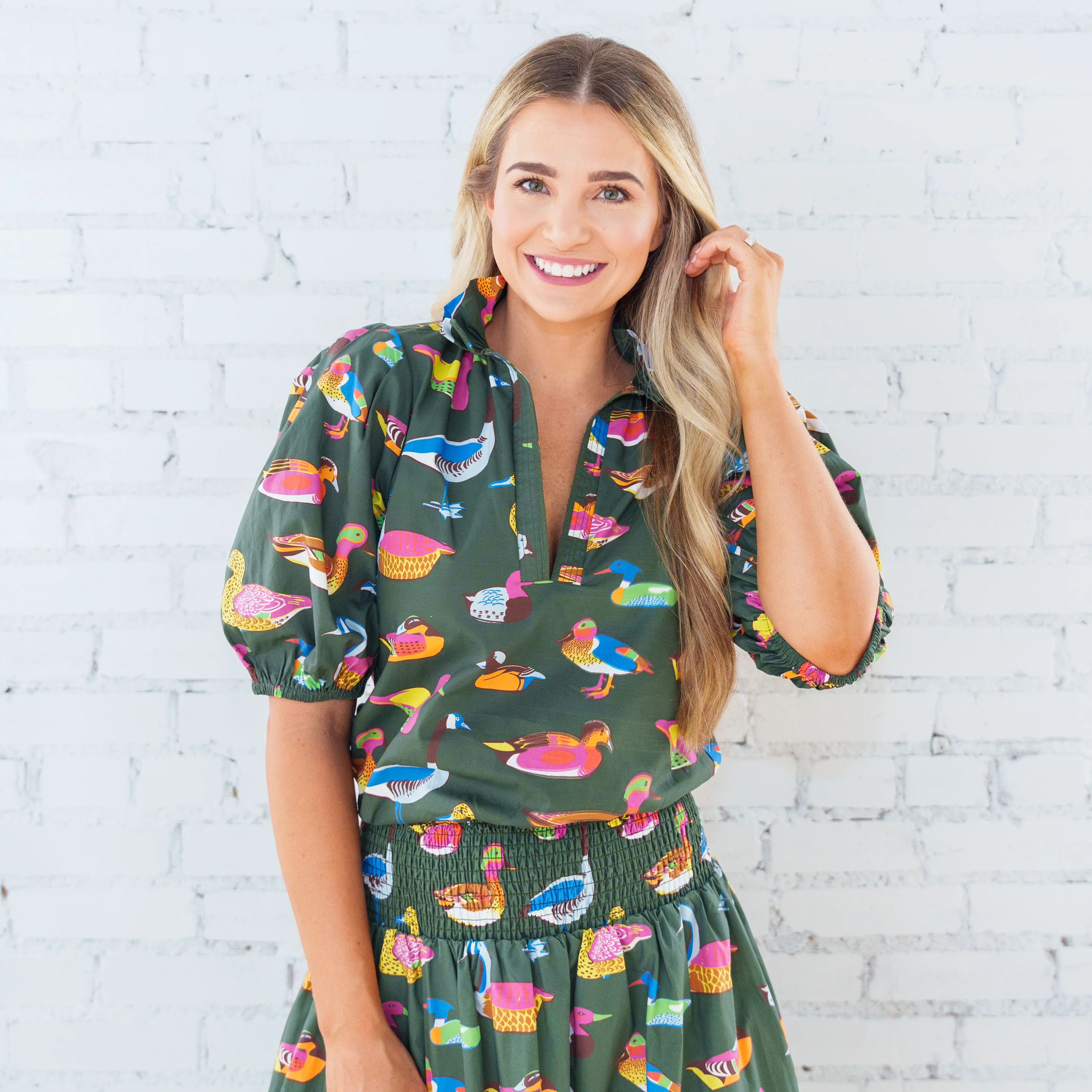 Anna Duck Top Olive | Caryn Lawn