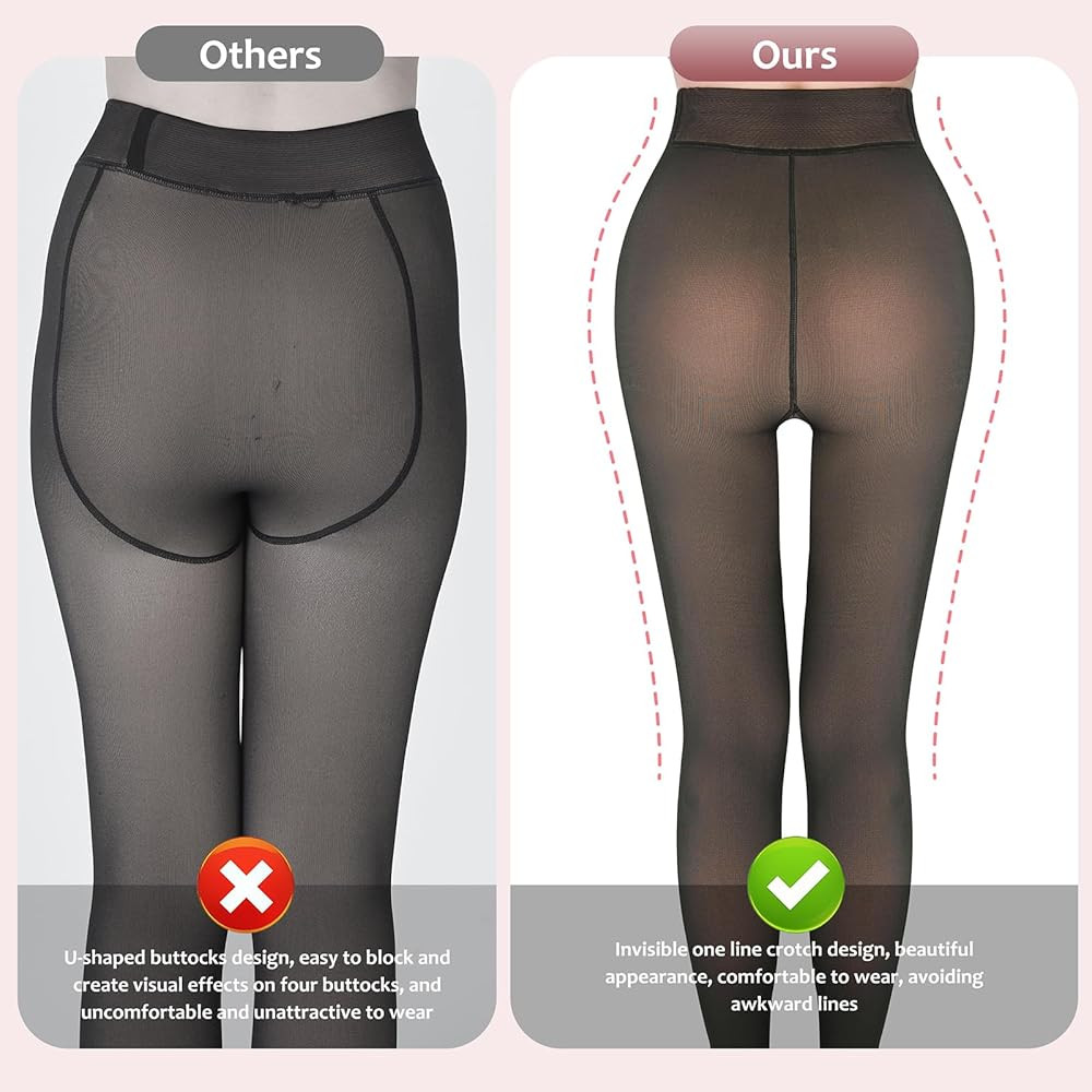 Fleece Lined Tights Women, Warm Pantyhose leggings Women,Fake Translucent Thermal Skin Colored Ti... | Amazon (US)