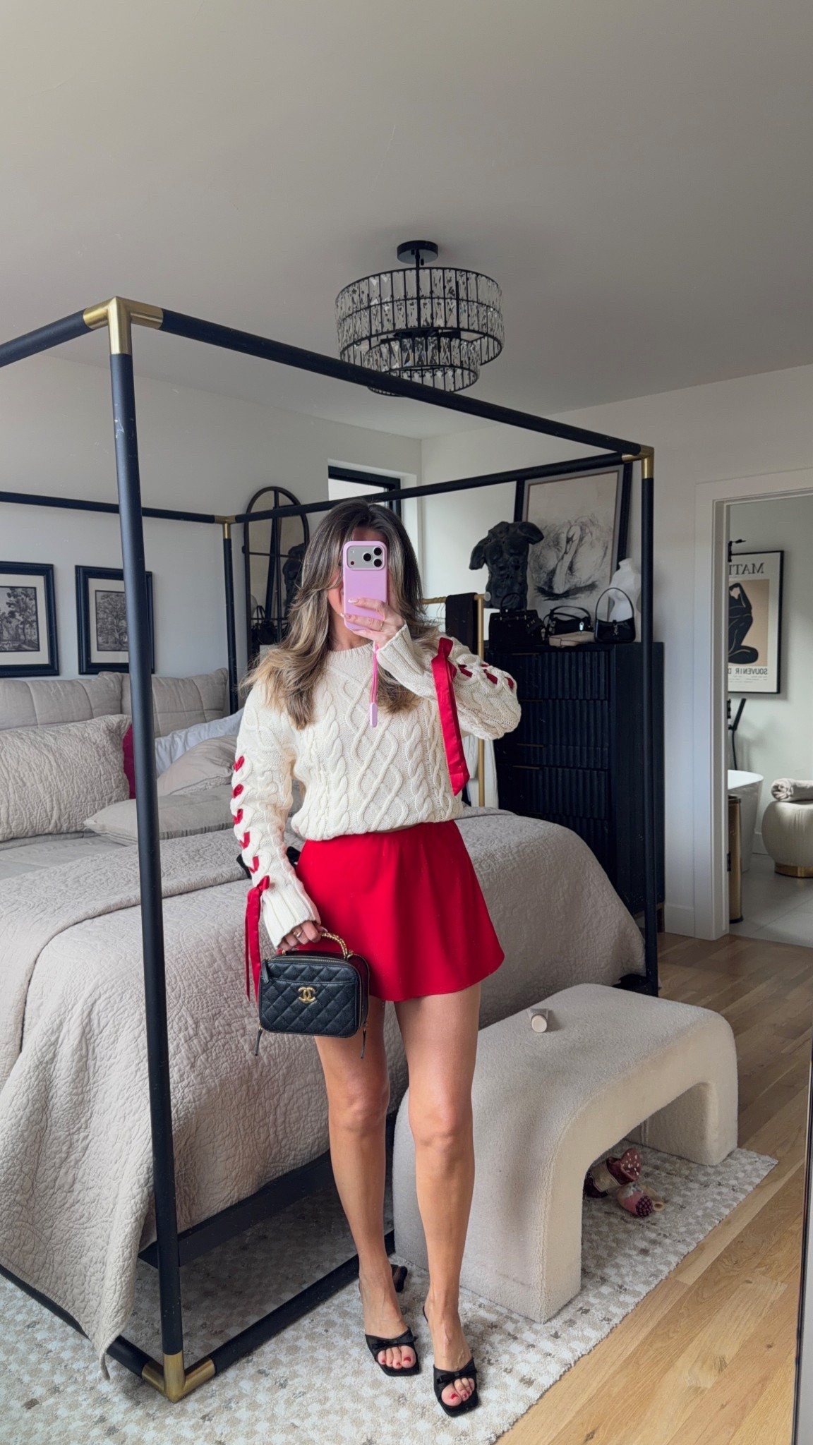 Valentines brunch outfit. white tee styled cream sweater with ribbon detail and red miniskirt.

Vivrelle code: emersonhannon
Electric picks code: emerson20

Wearing my usual small in tops
Xs in skort

Date night
Casual lunch
Workwear
Spring outfit
Shopping look
Mom looks
Everyday
Basic tee

#LTKootd #LTKValentine #LTKSeasonal