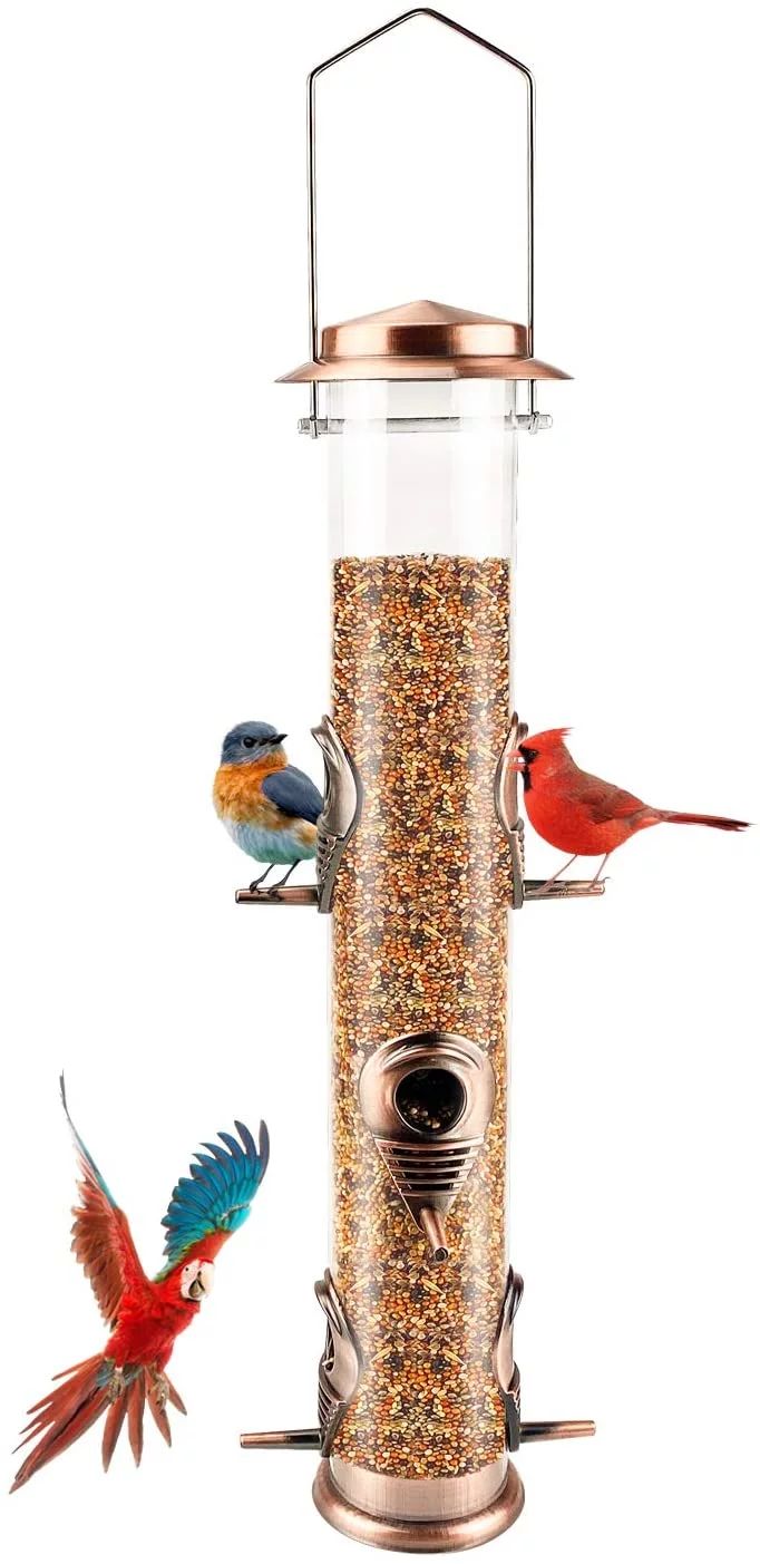 Metal Bird Feeder Tube Hanging Wild Bird Seed Feeder Aluminum Six Port Bird Feeders,1.4 mm Extra ... | Walmart (US)