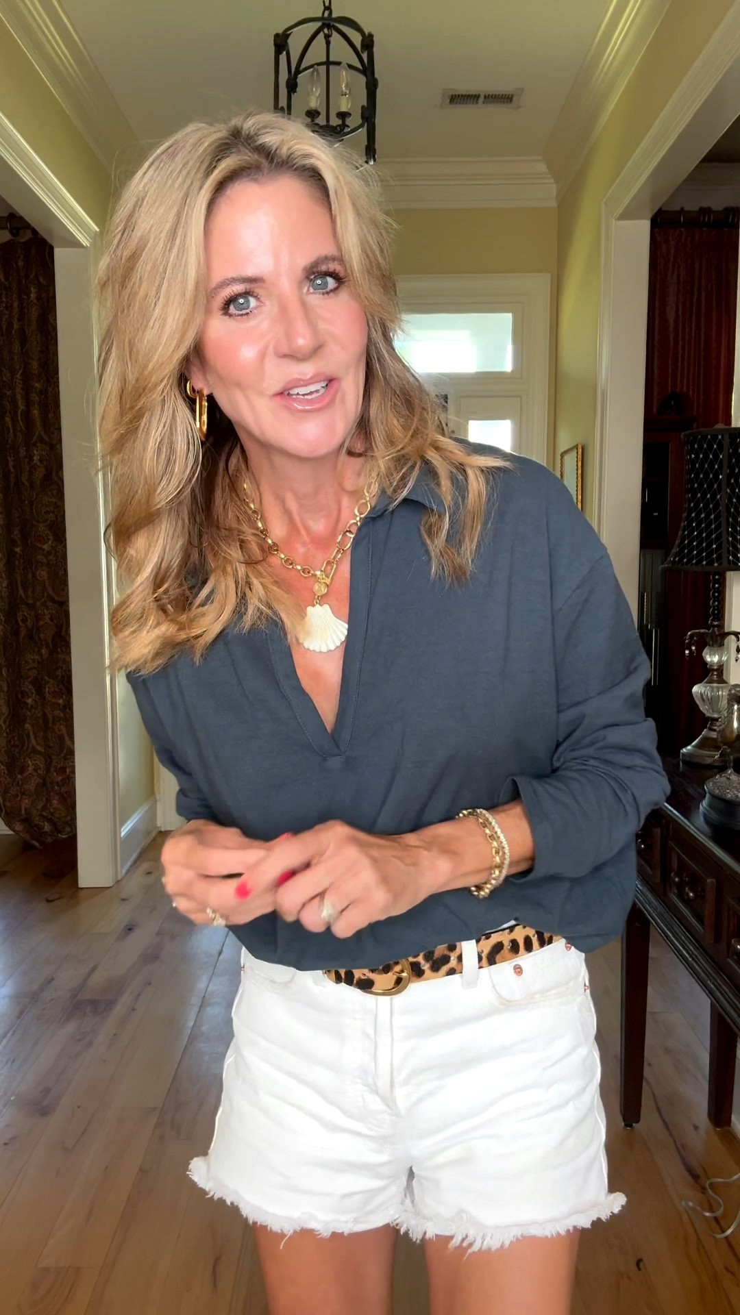 Some tips on looking better in shorts. These are true for any inseam whether short or more of a Bermuda style. 

1. High-waisted and fitted at the waist. This wi elongate the legs and create waist definition. 
2. Leg room—this is super important!  A wider opening is so much more flattering than a tight fitting pair that cuts your legs off. 
3. An a-line pair that is cut on an angle—very flattering. 
4. A low heel as opposed to a flat will also help elongate your legs. 
5. Body makeup. This stuff has come a long way. I would have demonstrated it but I bought the color I have in the winter and the shade doesn’t match my legs now. 
6. Illuminating body oil. It doesn’t have to be greasy or overly sparkly/shiny. A subtle glow will enhance the way the light reflects from your skin. 

I’m linking my outfit, plus other shorts that I think are super flattering!

#LTKOver40 #LTKStyleTip #LTKSeasonal