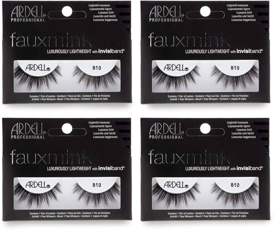 Ardell Faux Mink Lashes 810 - Black, Natural Volume False Eyelashes for Fullness & Length, 4 Pack | Amazon (US)