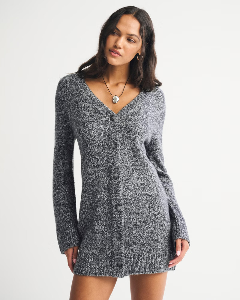 Women's Long-Sleeve Cardigan Mini Sweater Dress | Women's New Arrivals | Abercrombie.com | Abercrombie & Fitch (US)