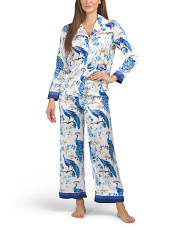 Peacock Satin Print Pajama Set | Marshalls