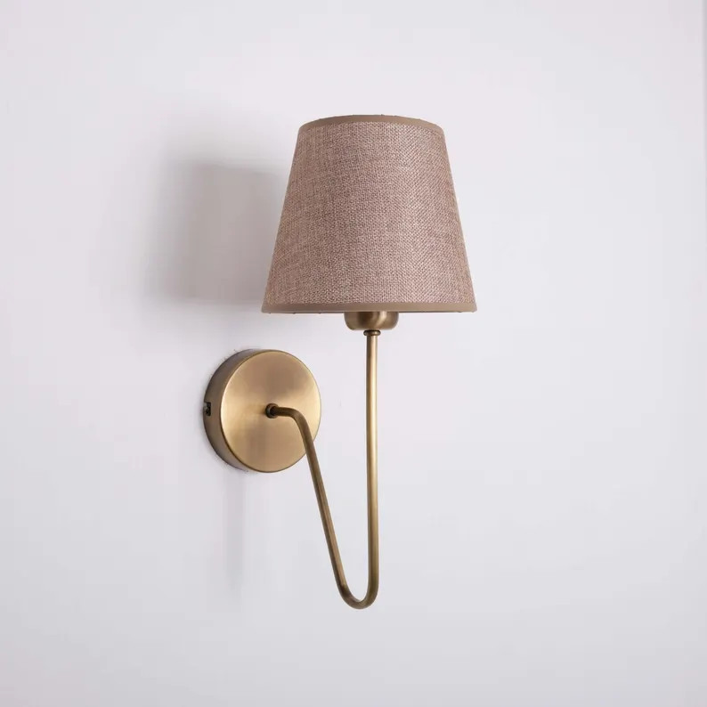 Wall Sconce With Lampshade, Modern Wall Light Fixture, Farmhouse Sconce, Vintage Brass Wall Light... | Etsy (US)