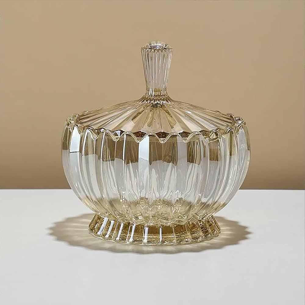 glass candy plate with cover, crystal candy bowl, fruit plate, decorative bowl (white) | Amazon (US)