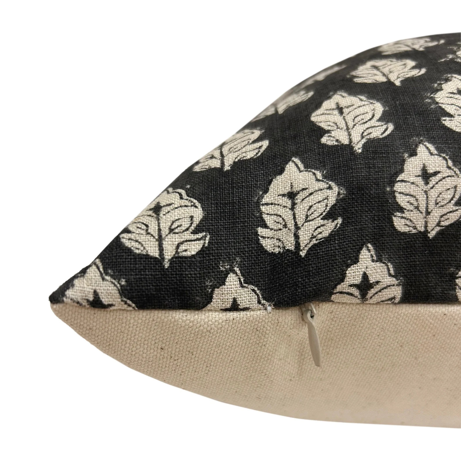 JETT || Designer Floral Linen Pillow Cover, Black Floral Pillow Cover, Block Print Linen Pillow, ... | Etsy (Global)