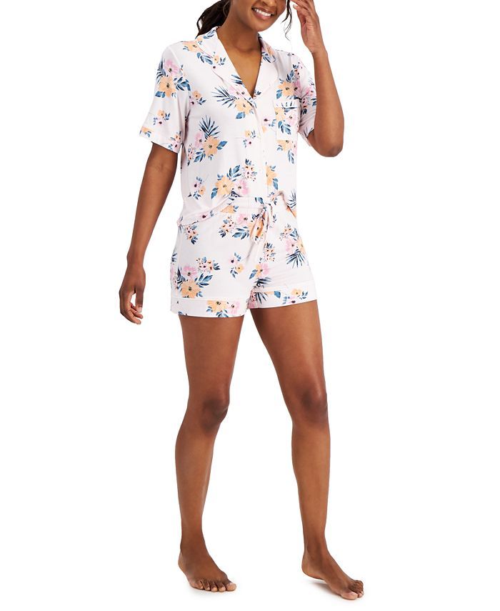 Jenni Women's Notch Collar Top & Shorts Sleep Set, Created for Macy's & Reviews - All Pajamas, Ro... | Macys (US)