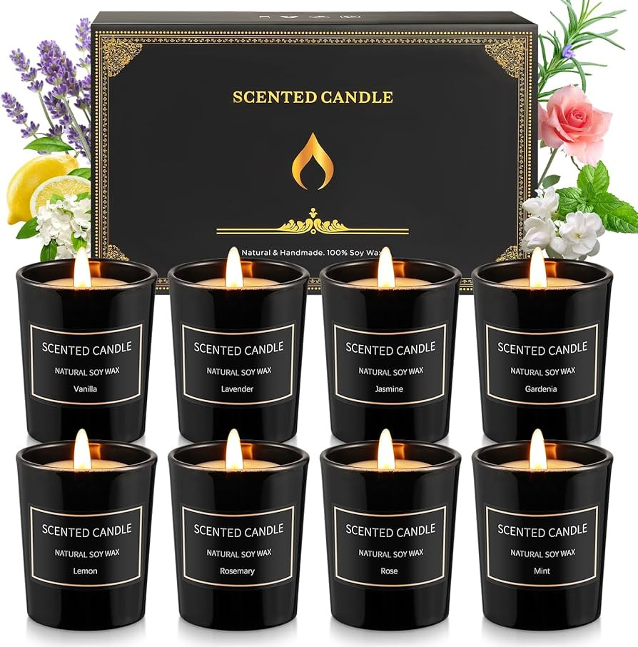 8 Pack Candles for Home Scented Aromatherapy Candles Gifts Set for Women Soy Wax Long Lasting Jar... | Amazon (US)