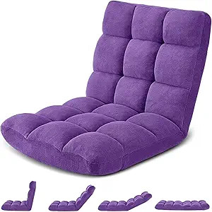 Folding Floor Gaming Chair, Adjustable 14-Position Backrest, 6-Inch Thick Flannel and Skin-Friend... | Amazon (US)