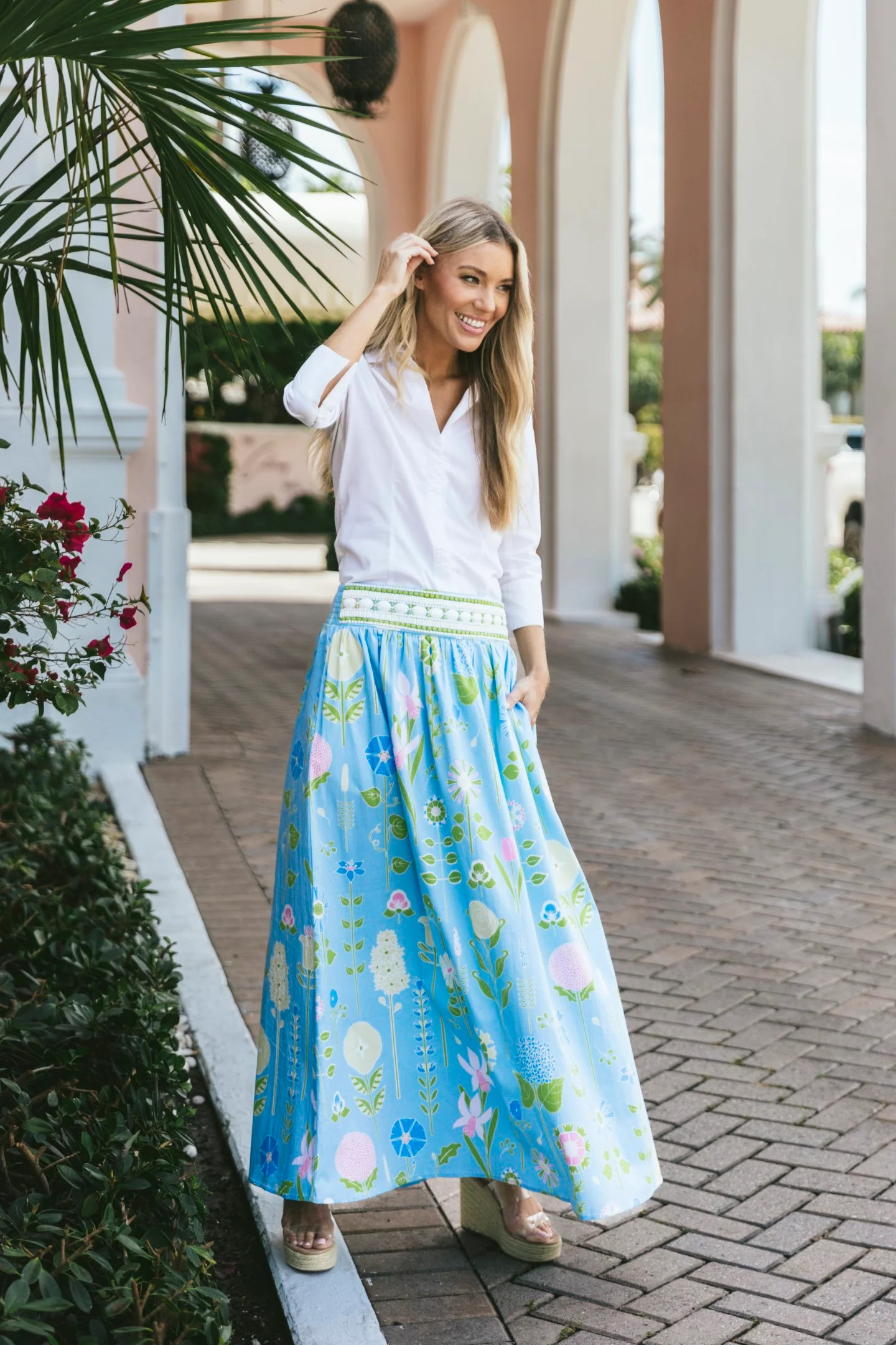 Sheridan French I Spring 2024 I Lillian Skirt in Secret Garden Soft Sky | Sheridan French