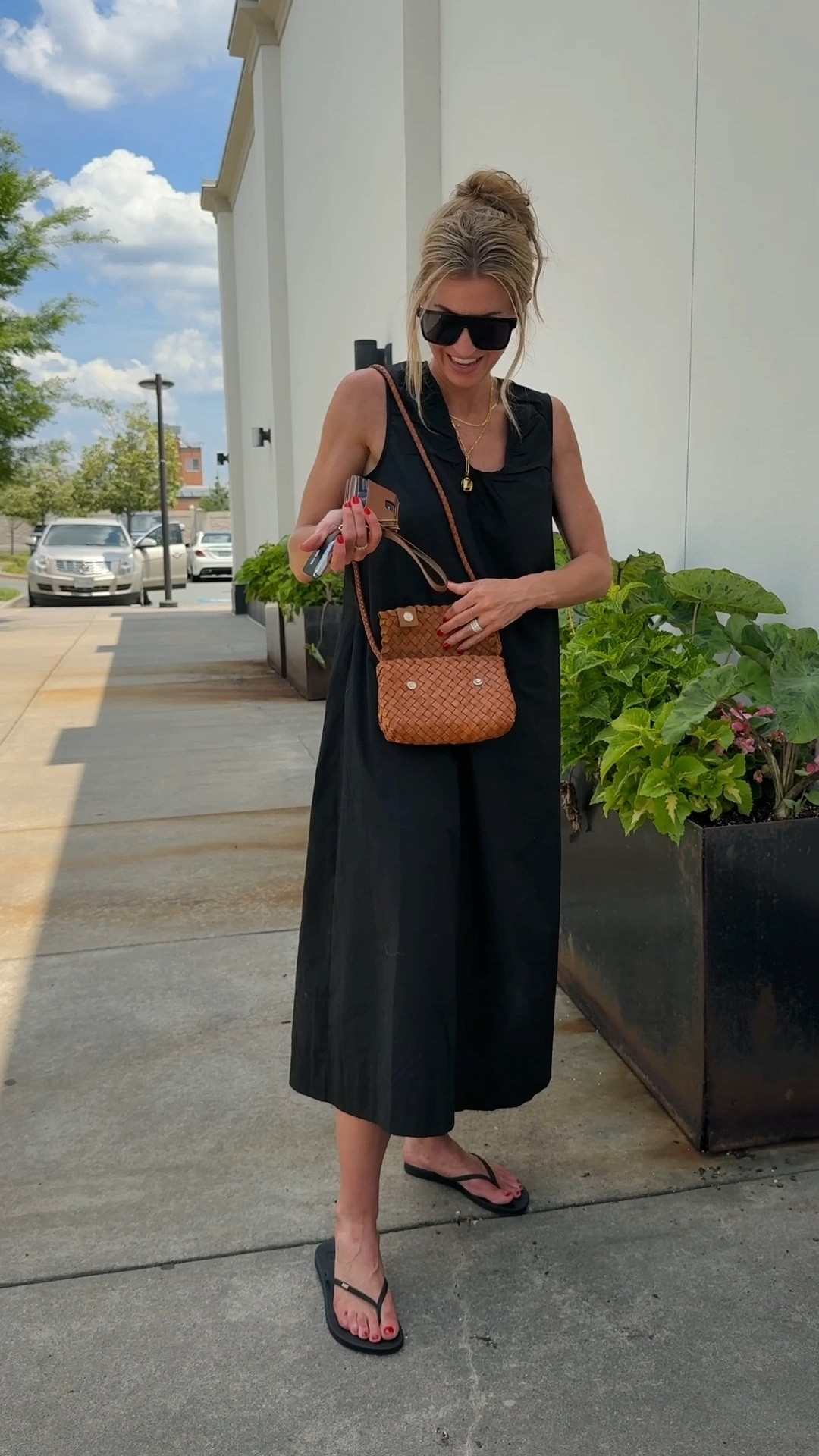 Simple black Amazon maxi dress - love the neckline. Runs TTS, wearing a S! 

Sandals: run small, size up.

#LTKootd #LTKmomlife #LTKdayinmylife