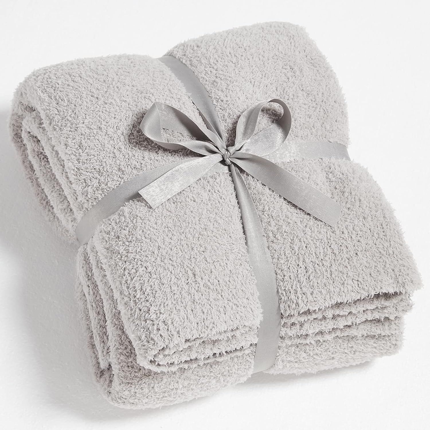CYMULA Knit Throw Blanket for Couch Light Grey - Super Soft Lightweight Plush Fuzzy Fluffy Warm C... | Amazon (US)