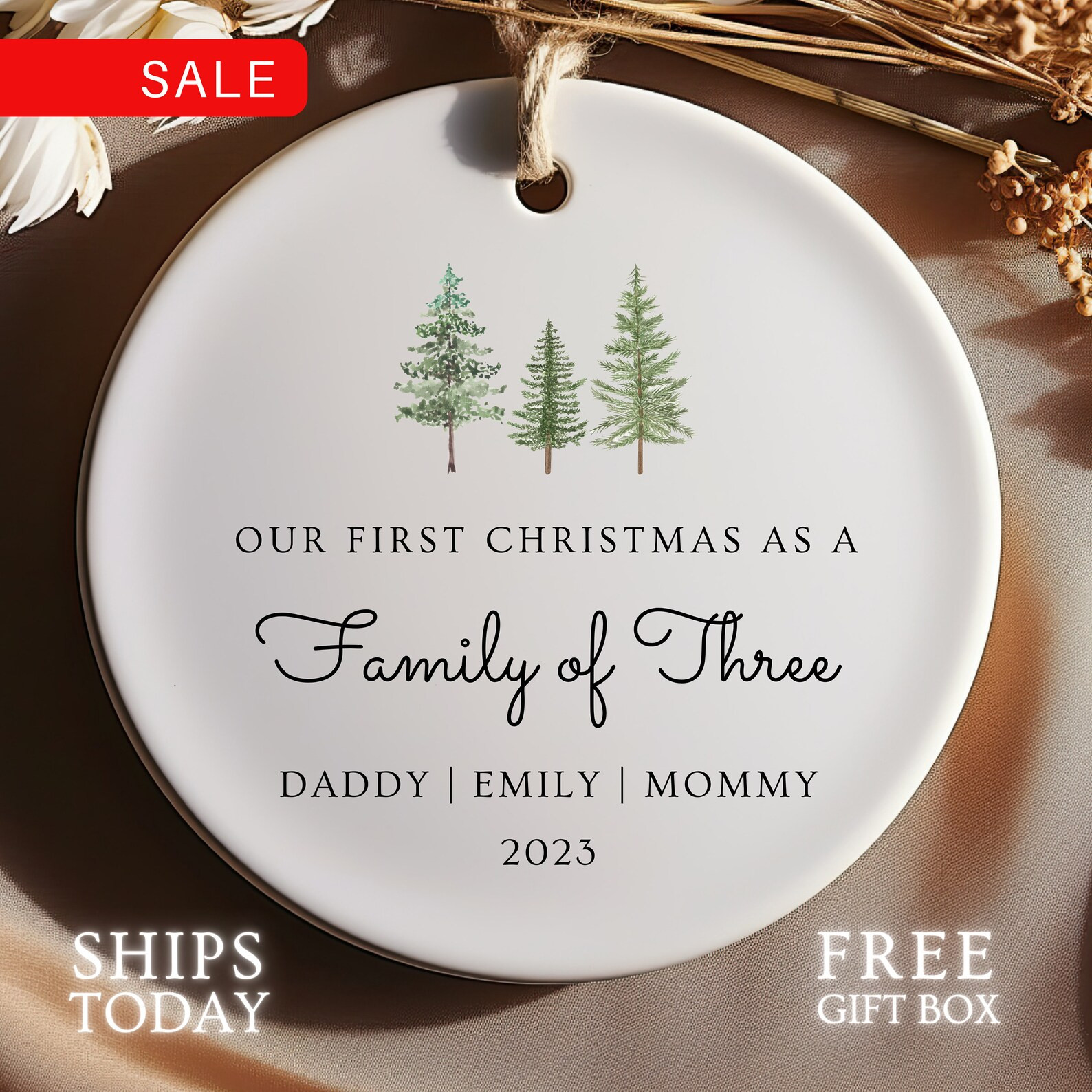 2023 Family of Three Christmas Ornament Family of 3 Family - Etsy | Etsy (US)