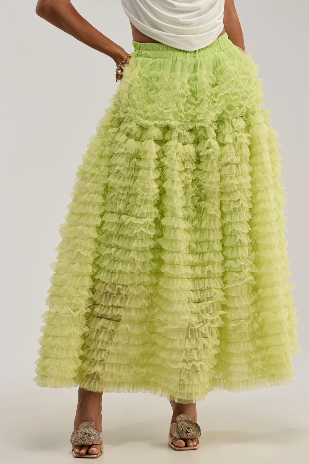 LOVE THE DRAMA MESH MAXI SKIRT | AKIRA