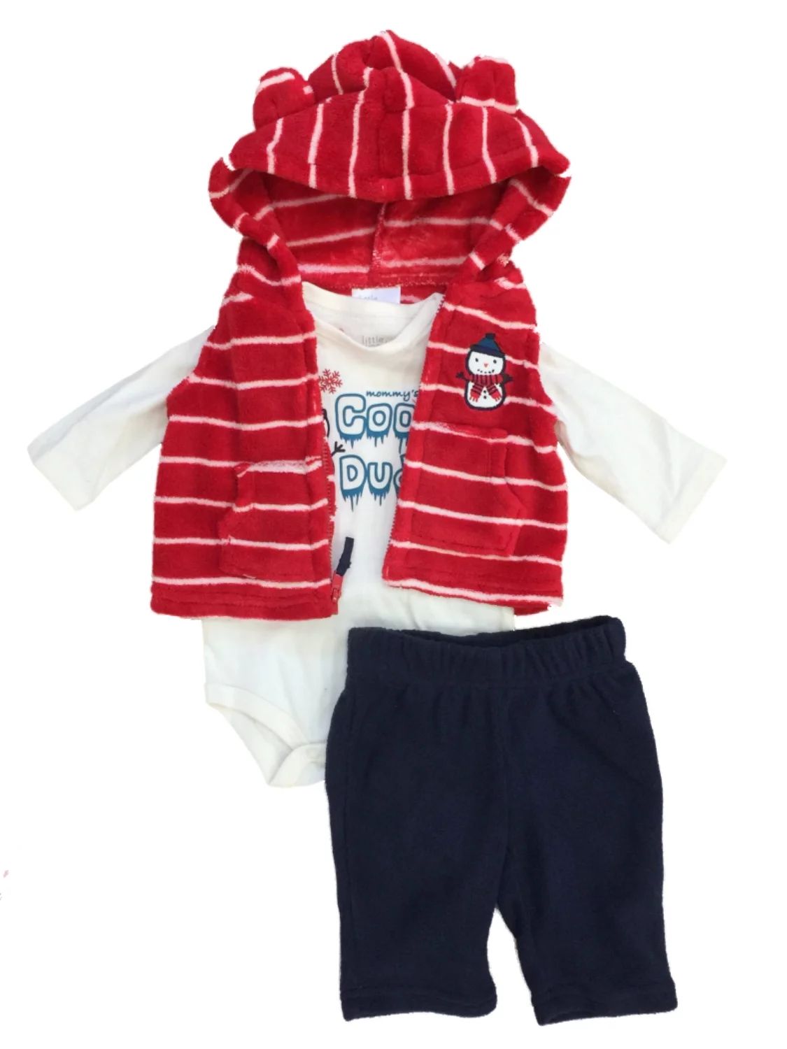 Infant Boys 3PC Holiday Snowman Baby Outfit Red Vest Bodysuit & Pants Set NB - Walmart.com | Walmart (US)