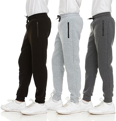 PURE CHAMP 3Pk Boys Sweatpants Fleece Athletic Workout Kids Clothes Boys Joggers with Zipper Pock... | Amazon (US)