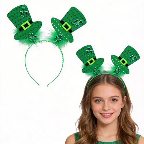 HWSHQY OO St Patricks Day Headband,St Patricks Day Accessories for Women,Clover Hat Shamrock Headband,Green Hair Accessories for Saint Patricks Day,Irish Party Supplies | Amazon (US)