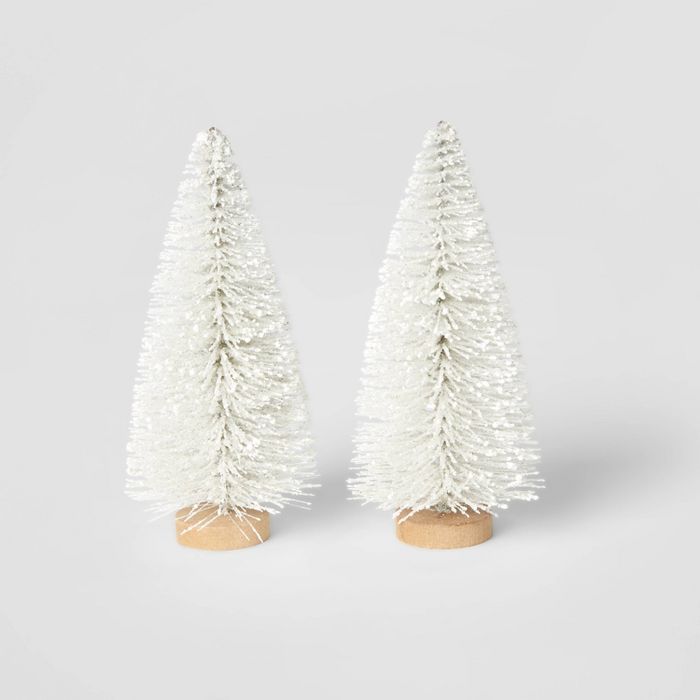 2pk Bottle Brush Christmas Tree Set Decorative Figurine White - Wondershop™ | Target