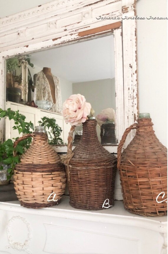 Demijohn/ Wicker Covered Wine Bottle | Etsy (US)