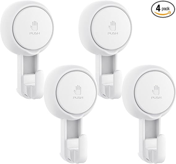 Elegear Suction Cup Shower Hooks for Loofah, Robe, Towel, Heavy Duty (4-Pack) Waterproof , Reusab... | Amazon (US)