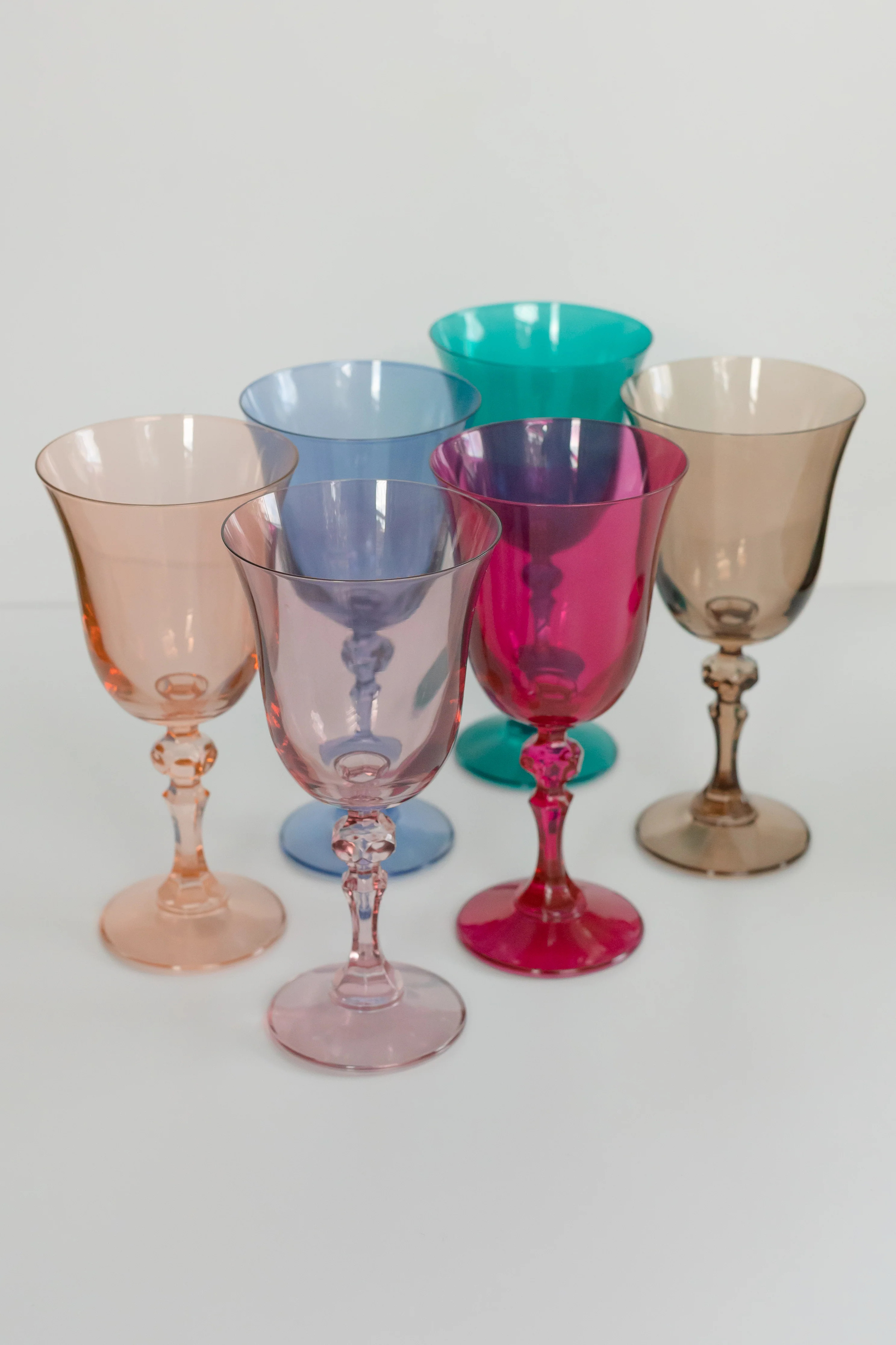Estelle Colored Regal Goblet - Set of 6 {Pastel Mixed Set} | Estelle Colored Glass