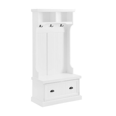 Shoreline Hall Tree White - Crosley: Nautical Coastal Beach Style, Wood Veneer with Metal Hardware | Target