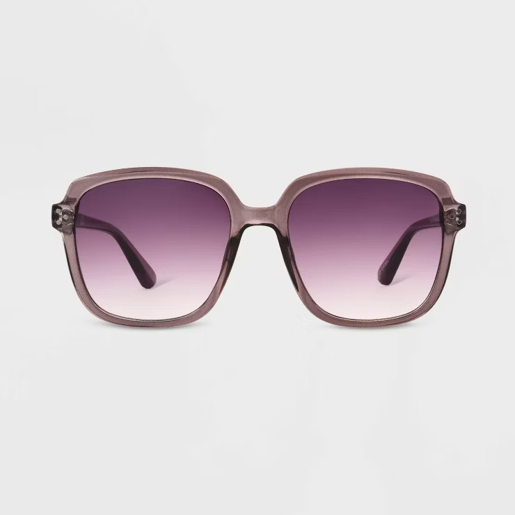 Women's Shiny Plastic Square Sunglasses- Universal Thread™ Purple | Target
