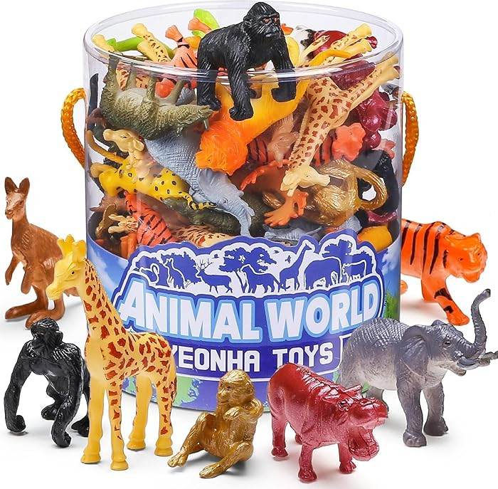 Yeonha Toys 60 Piece Mini Zoo Animal Toy with Gift Box, Realistic Small Plastic Animal Figure Sen... | Amazon (US)