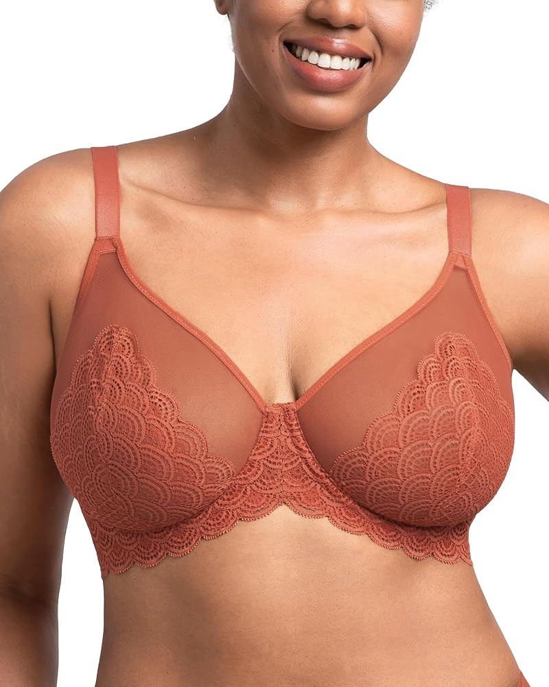 HSIA Minimizer Bras for Women Large Bust Full Coverage Lace Plus Size Bra - Mermaid Scales | Amazon (US)