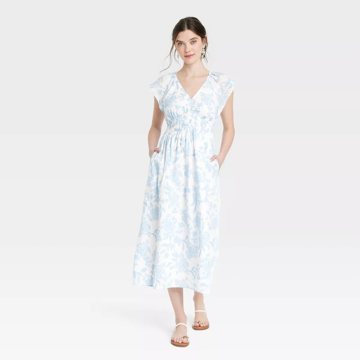 Women's Short Sleeve Smocked Midi A-Line Dress - Universal Thread™ | Target