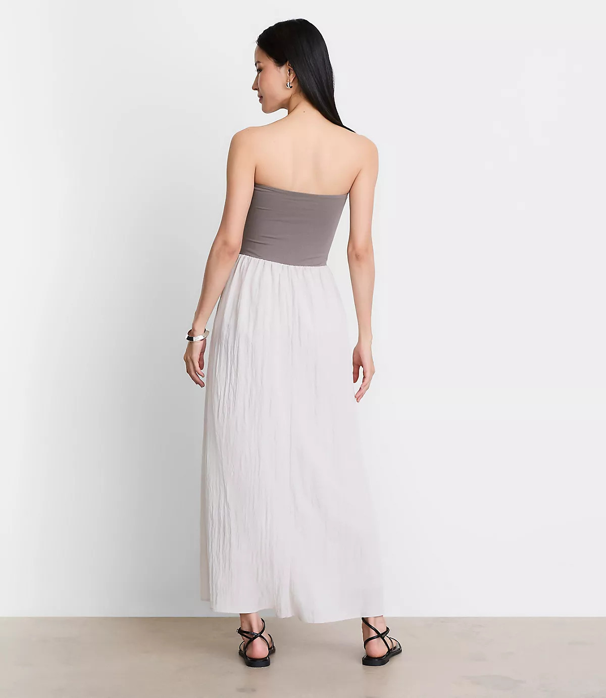Petite LOFT Versa Strapless Mixed Media Maxi Dress | LOFT