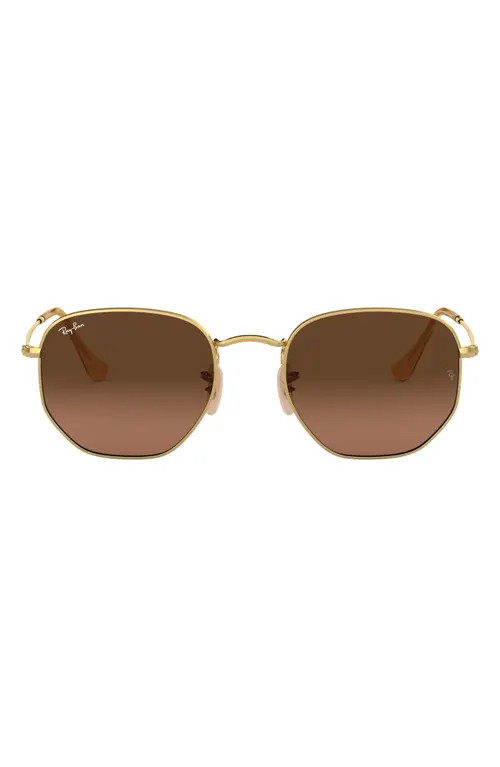 Ray-Ban 54mm Gradient Hexagonal Sunglasses in Gold at Nordstrom | Nordstrom