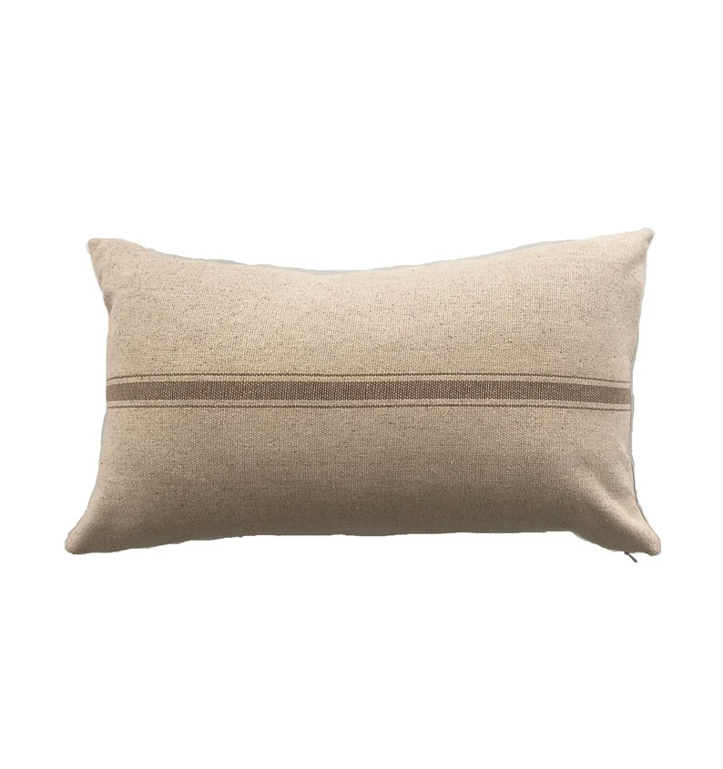 French Farmhouse Beige Striped Lumbar Pillow Cover // 12 x 20 No. 0207 | Etsy (US)