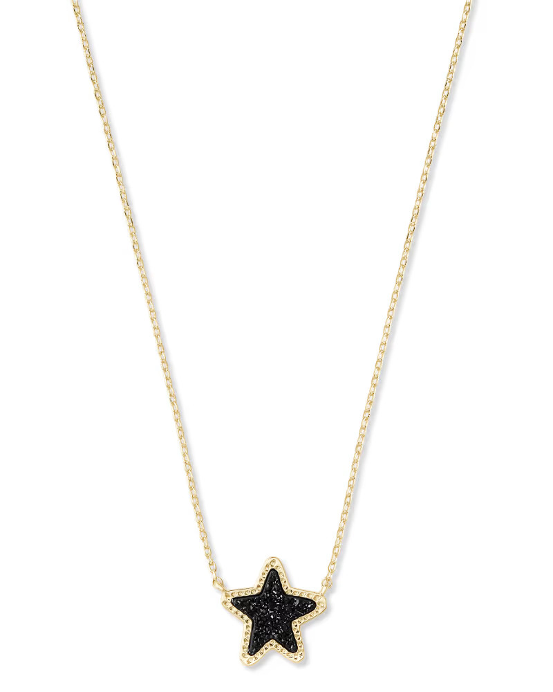 Jae Star Gold Pendant Necklace in Black Drusy | Kendra Scott