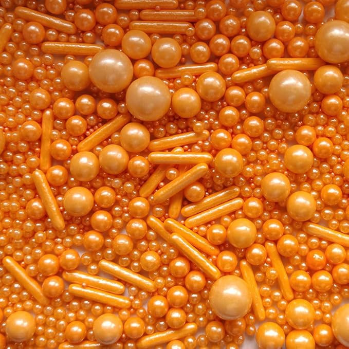 Edible Orange Pearl Sugar Sprinkles Candy Mix Size Baking Edible Cake Decorations Cupcake Toppers... | Amazon (US)