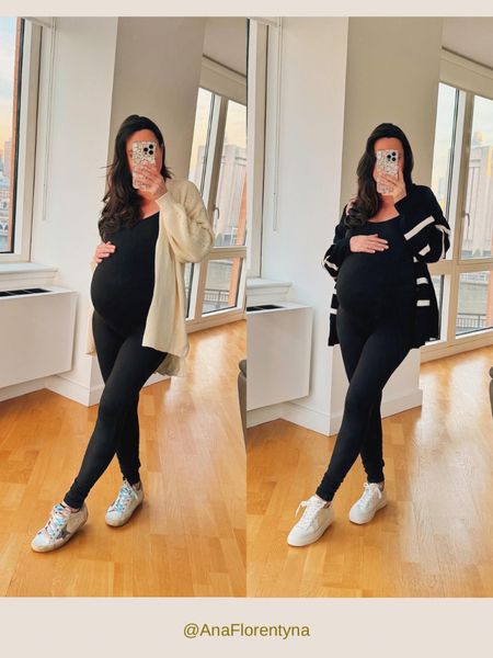 Black jumpsuit. Striped cardigan, size s. Ivory cardigan, size s. Both are longer in the back and have a perfect fit.  Open front cardigan. Target finds! 
Maternity outfit

code ANAFLORENTYNA for 20% discount on Bumpsuit website

#LTKbump #LTKSeasonal #LTKfindsunder50